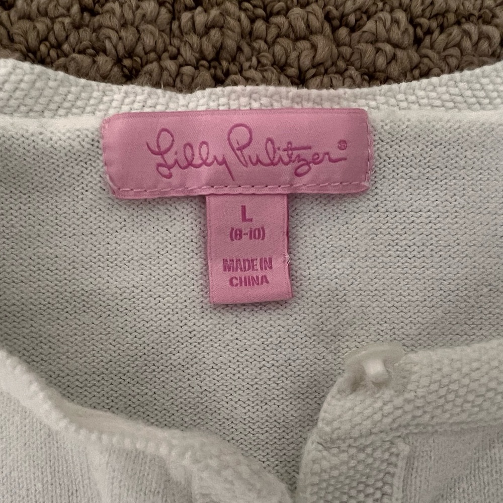 Lilly Pulitzer White Cardigan Large Size 8-10 - Picture 6 of 6